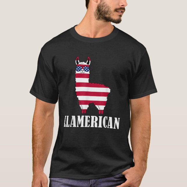 Camiseta Llamerican Lama 4 de julho EUA Lama América (Frente)