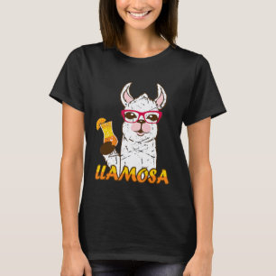 Camiseta LLAMOSA lhama Mimosa Vinho Álcool Bebendo