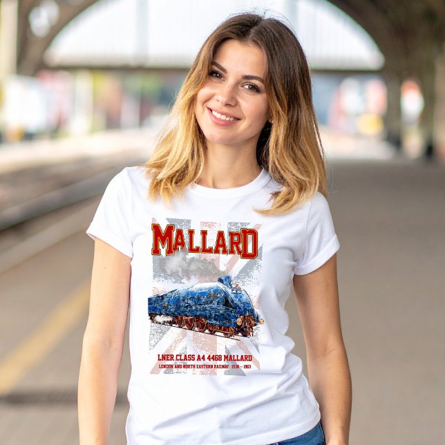 Camiseta LNER Classe A4 Mallard Locomotiva bandeira da Uniã (Class A4 Mallard - World Fastest Steam Locomotive. Womens Basic T-Shirt)
