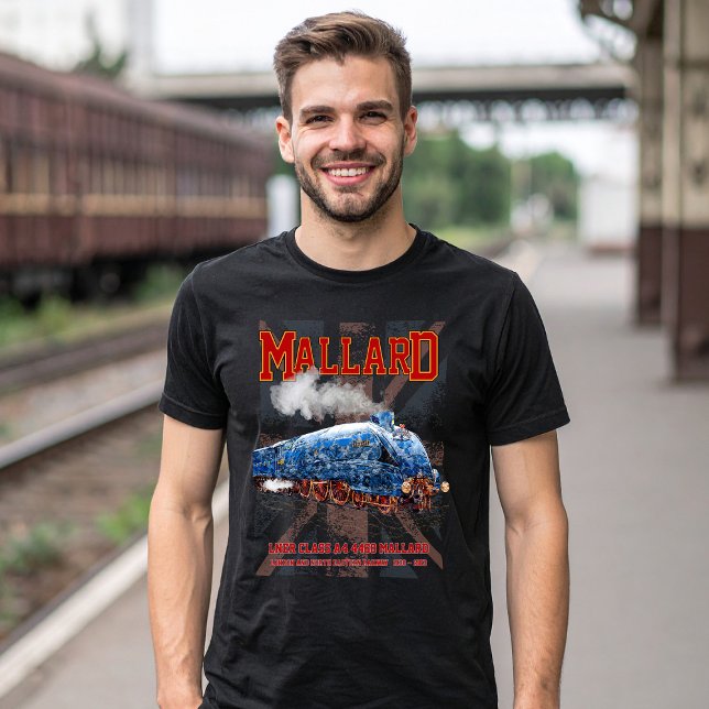 Camiseta LNER Classe A4 Mallard Locomotiva bandeira da Uniã (Class A4 Mallard - World Fastest Steam Locomotive. Mens Basic T-Shirt)