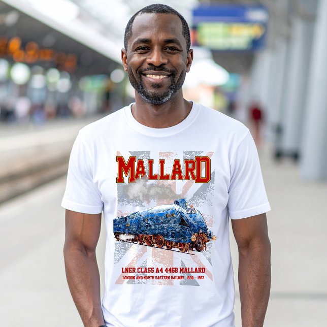 Camiseta LNER Classe A4 Mallard Locomotiva bandeira da Uniã (Class A4 Mallard - World Fastest Steam Locomotive. Mens Basic T-Shirt)