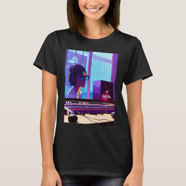 Camiseta Lo fi hip hop chillhop chill bate estúdio aestheti (Frente)