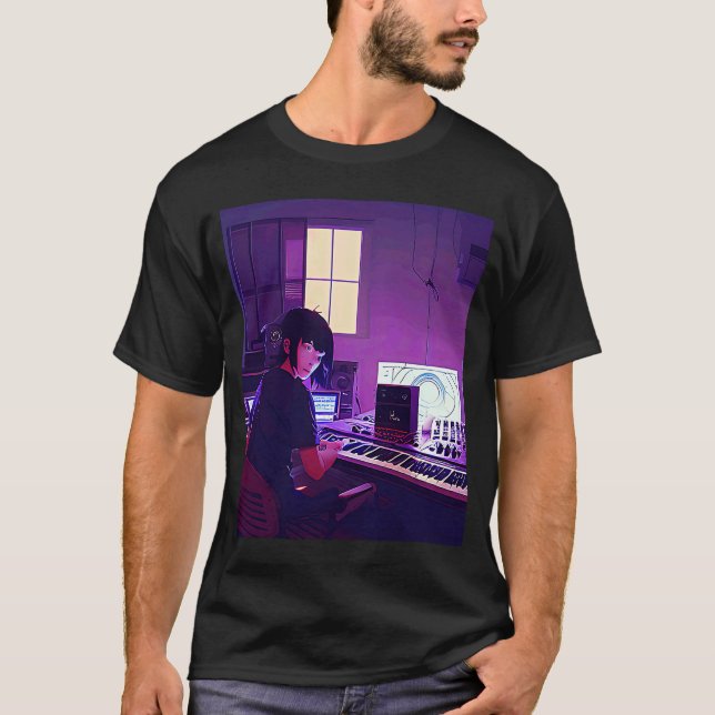 Camiseta Lo fi hip hop chillhop chill bate estúdio aestheti (Frente)