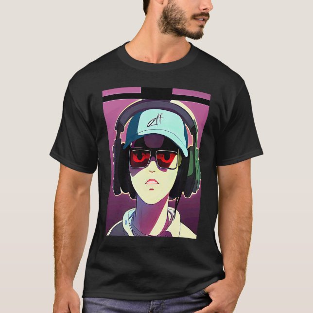 Camiseta Lo fi hip hop chillhop chill beats boy aesthetics  (Frente)