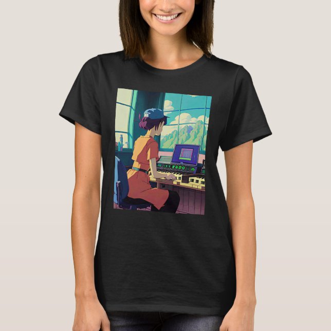 Camiseta Lo fi hip hop chillhop chill beats lofi aesthetics (Frente)