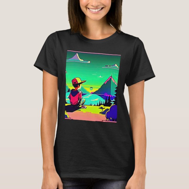 Camiseta Lo fi hip hop chillhop chill beats lofi aesthetics (Frente)