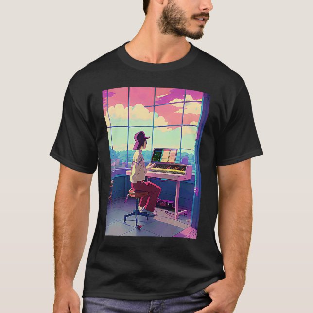 Camiseta Lo fi hip hop chillhop chill beats lofi aesthetics (Frente)