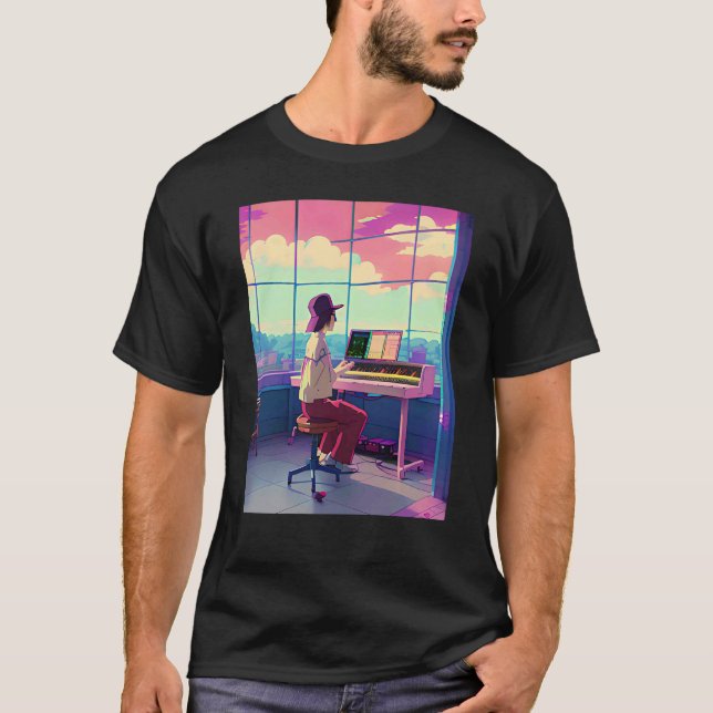 Camiseta Lo fi hip hop chillhop chill beats lofi aesthetics (Frente)