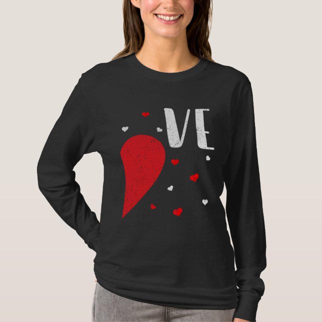 Camiseta LO VE Valentines Day Matching Couples Shirt Heart  (Frente)
