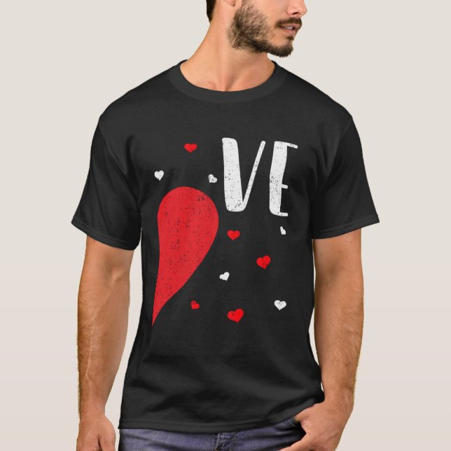 Camiseta LO VE Valentines Day Matching Couples Shirt Heart  (Frente)