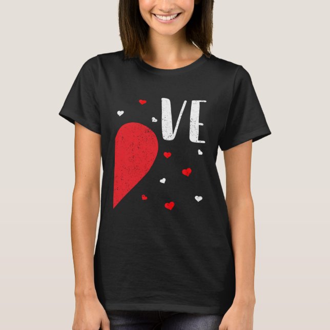 Camiseta LO VE Valentines Day Matching Couples Shirt Heart  (Frente)