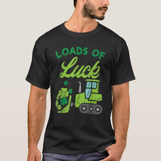 Camiseta Load Of Luck Bulldozer Shamrock St Patricks Day Ki (Frente)