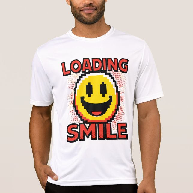 Camiseta Loading Smile – Retro Pixel Art 8-Bit Smiley Face (Frente)