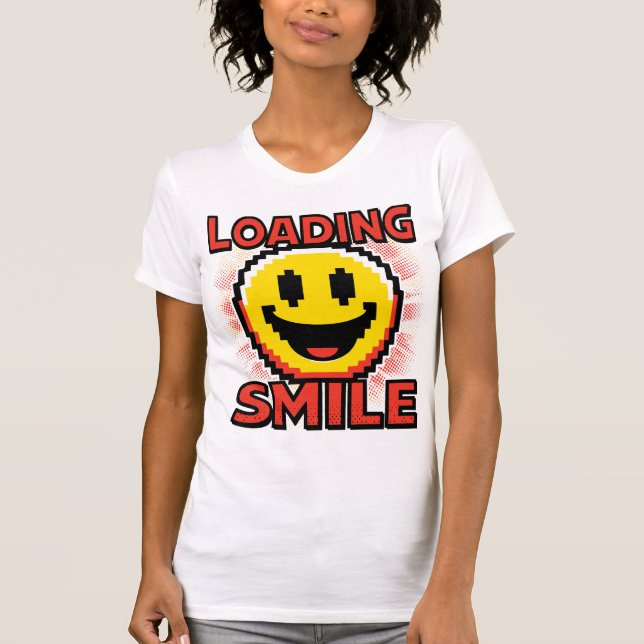Camiseta Loading Smile – Retro Pixel Art 8-Bit Smiley Face (Frente)