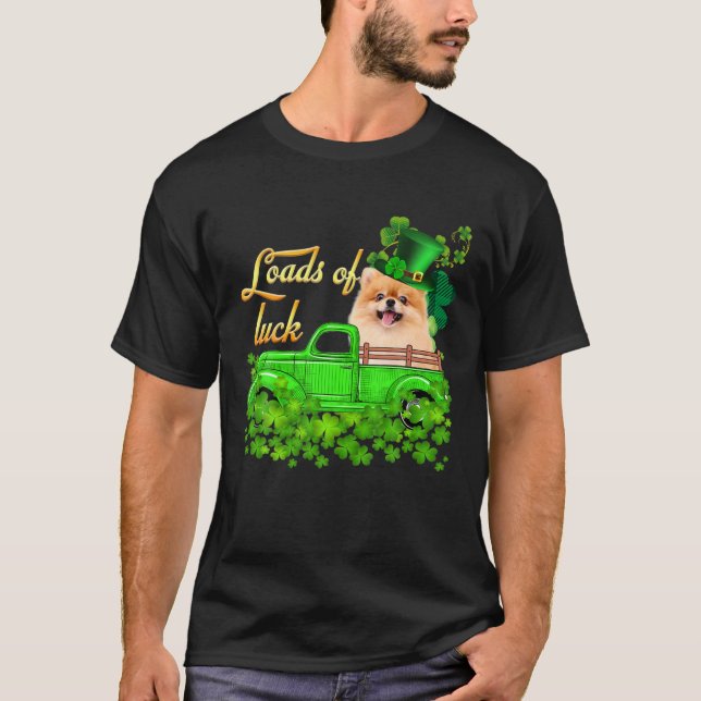 Camiseta Loads Of Luck Truck Pomeranian St Patrick's Day (Frente)