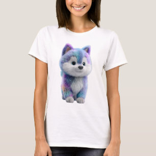 Camiseta Loba Filhote Galáxia Pastel Mulheres