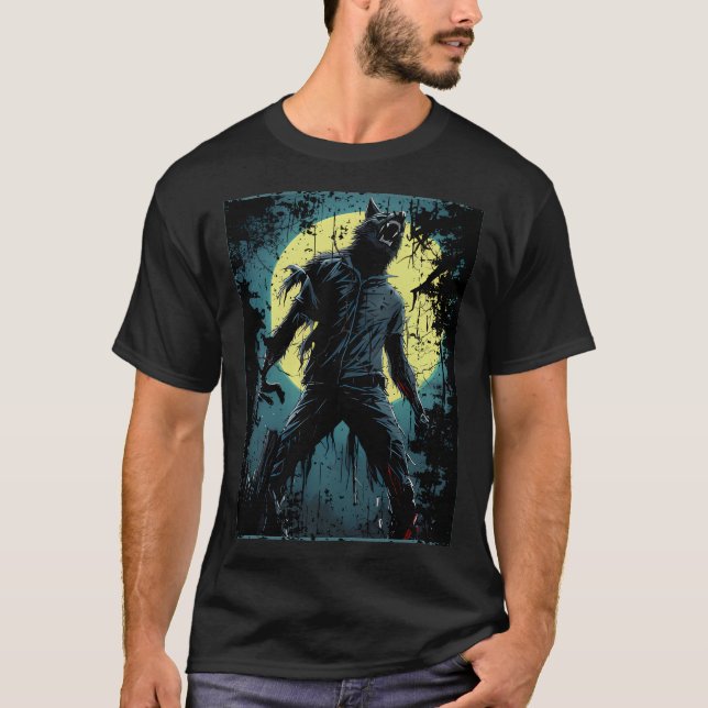 Camiseta lobisomem a tropeçar de lobo (Frente)