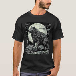 Camiseta Lobisomem vintage na frente da lua cheia