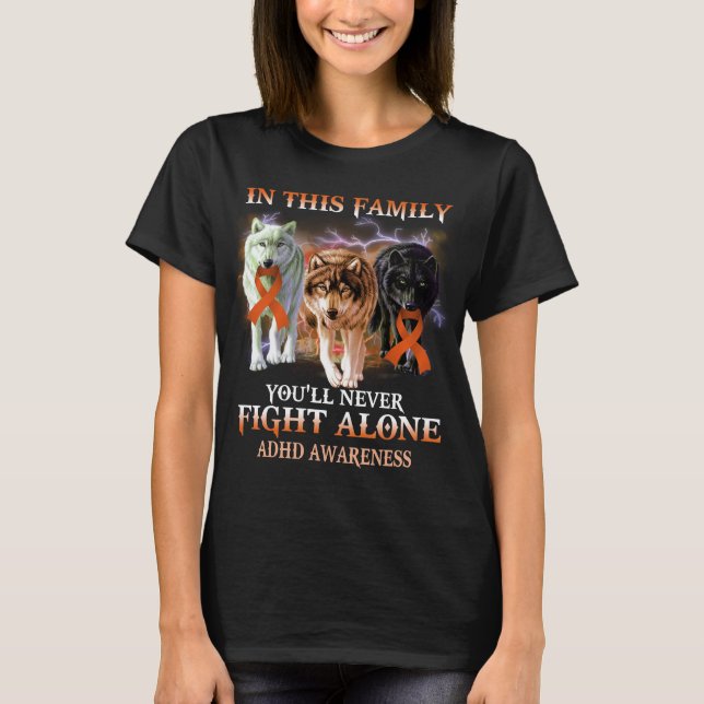 Camiseta Lobo ADHD nunca luta sozinho (Frente)
