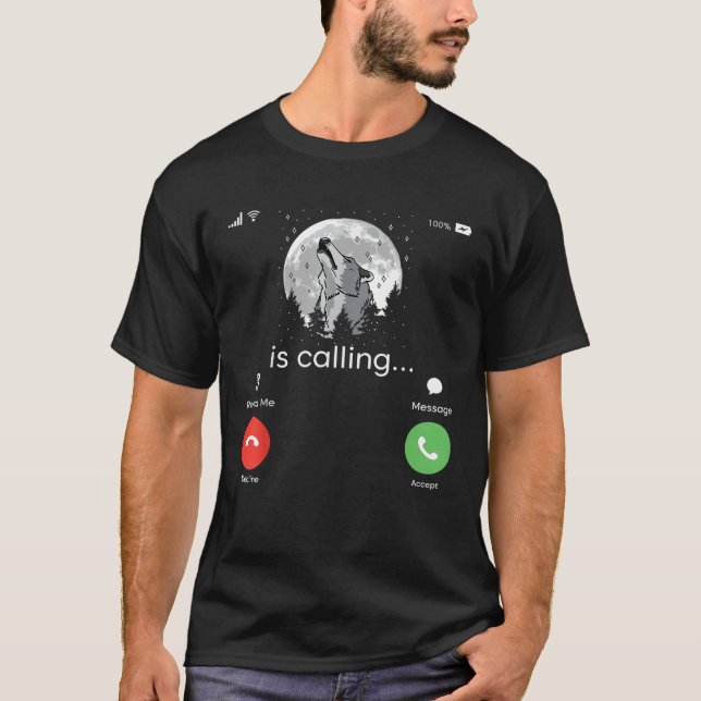 Camiseta Lobo-adolescente para Lobo-masculino para mulheres (Frente)