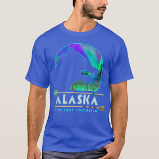 Camiseta Lobo Alaskano do Estado do Alasca com Aurora Borea