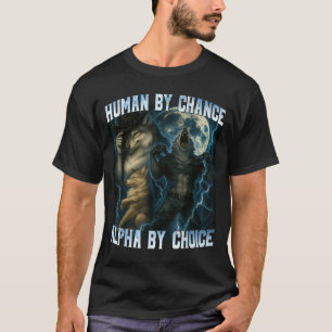 Camiseta Lobo Alfa Engraçado Humano Por Acaso Alfa Por Esco