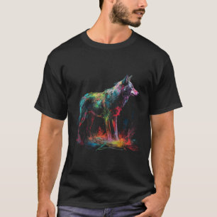 Camiseta Lobo-animal colorido