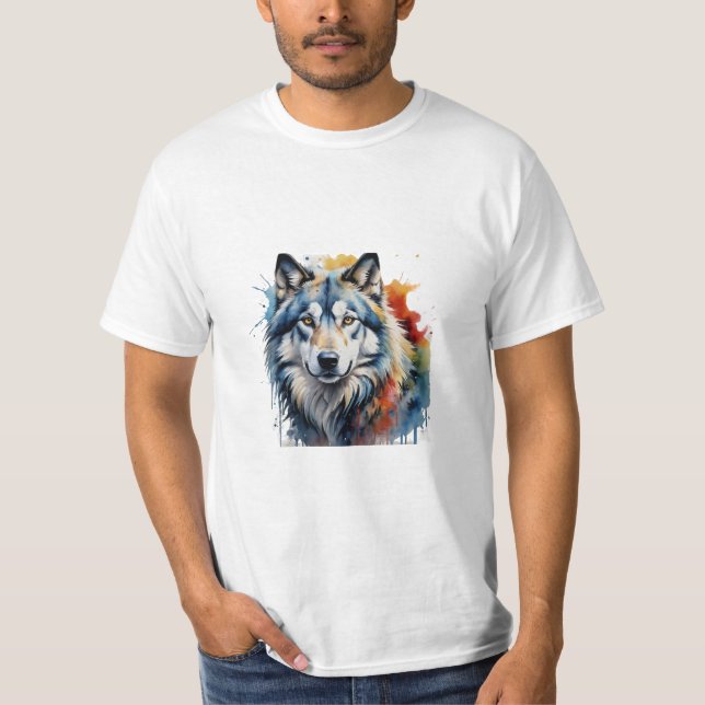  camiseta   lobo animal,forte (Frente)