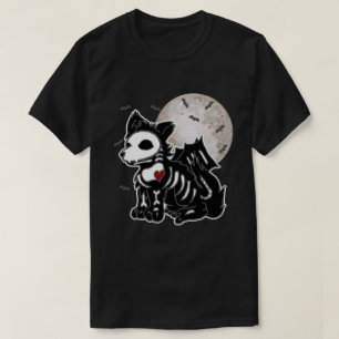 Camiseta Lobo Anime Emo Gótico Esqueleto Halloween Cachorro