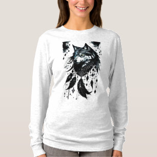 Camiseta lobo, apanhador de sonhos, amuleto, talismã, prote