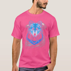 Camiseta Lobo Artístico Cósmico Enfrenta Espaço E Estrelas