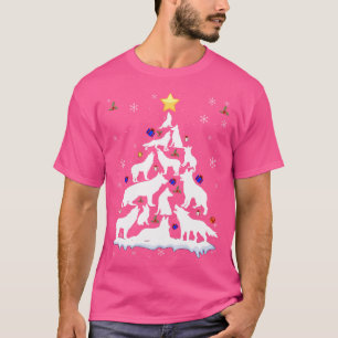 Camiseta Lobo Árvore de Natal Engraçado Animais de Natal