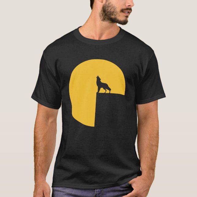 Camiseta Lobo Atmosférico Howling na lua cheia (Frente)