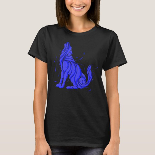 Camiseta Lobo Azul Selvagem legal, ovando animais selvagens (Frente)