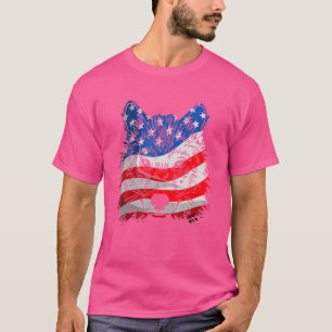 Camiseta Lobo Bandeira Americana EUA 4 De Julho  Homens Mul