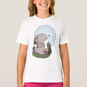 Camiseta Lobo Bebê Uivando Para a Lua