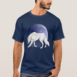 Camiseta Lobo branco com o t-shirt da meia lua