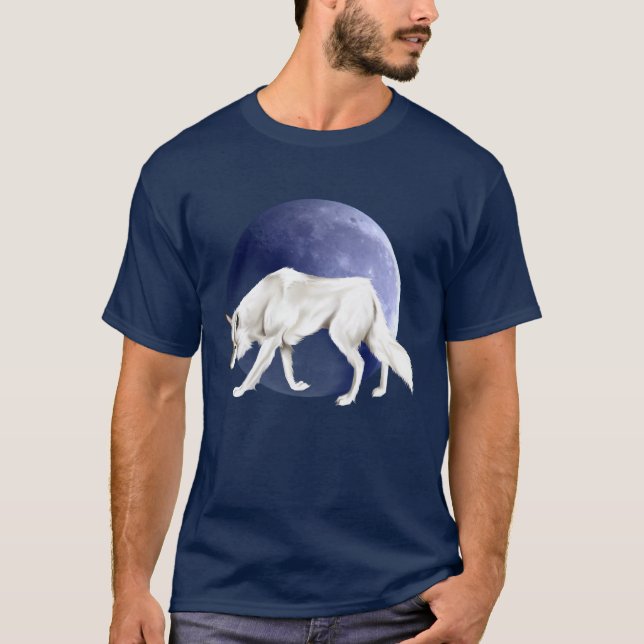 Camiseta Lobo branco com o t-shirt da meia lua (Frente)