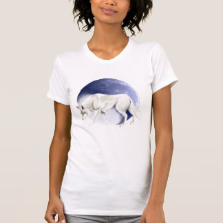 Camiseta Lobo branco com o t-shirt da meia lua
