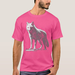 Camiseta Lobo Branco Em Pixels Arte Animal Motif Wolf