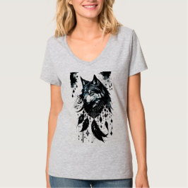 Camiseta lobo, caçador de sonhos, amuleto, talismã