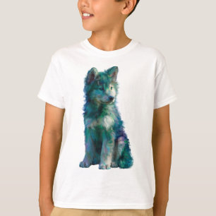 Camiseta Lobo Cachorro Pintado de Azul Kids