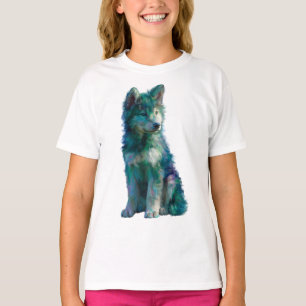Camiseta Lobo Cachorro Pintado de Azul Kids