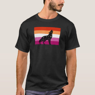 Camiseta Lobo Celestial Orgulho Lésbico Bandeira Galáxia Ae