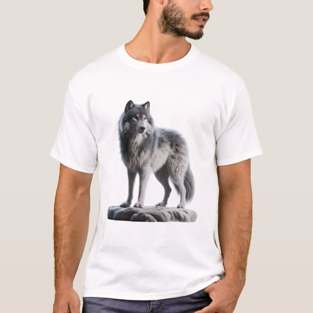 Camiseta "Lobo-Cinza majestoso - Símbolo de força e liberta (Frente)