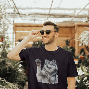 Camiseta Lobo Cinzento Artístico em aquarela
