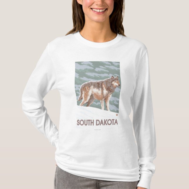 Camiseta Lobo cinzento StandingSouth Dakota (Frente)