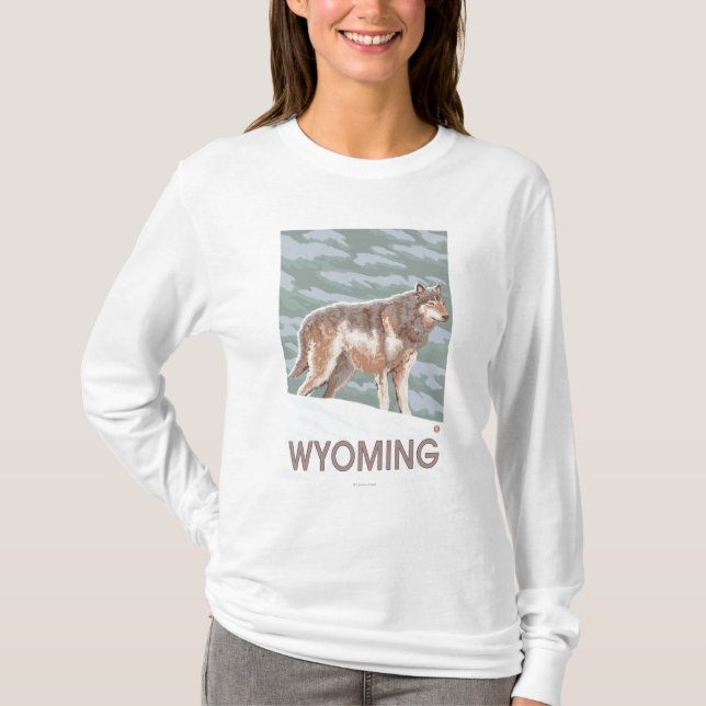 Camiseta Lobo cinzento StandingWyoming (Frente)
