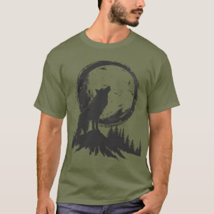 Camiseta Lobo Clássico À Lua