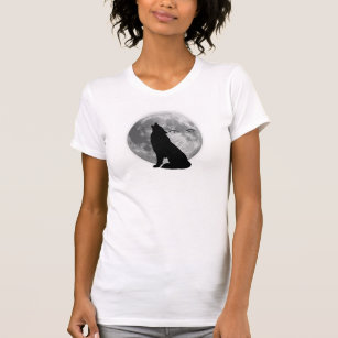Camiseta Lobo com design-T-Shirt da lua de cheio.